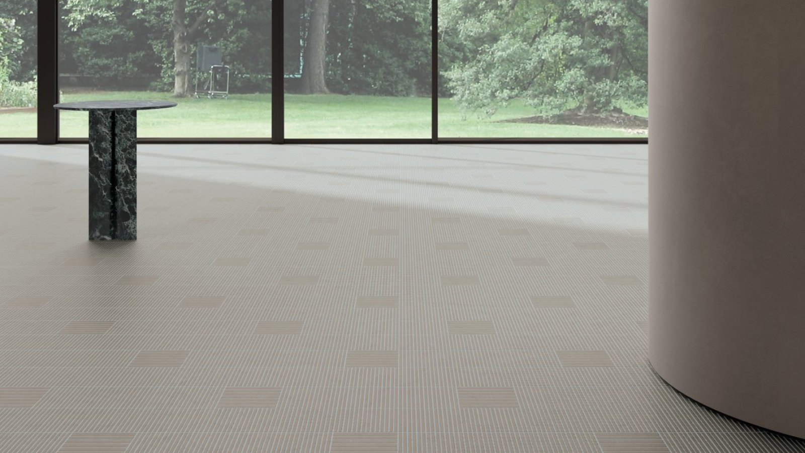 Porcellanato-overflade Fringe fra Mutina med graverede segmenter