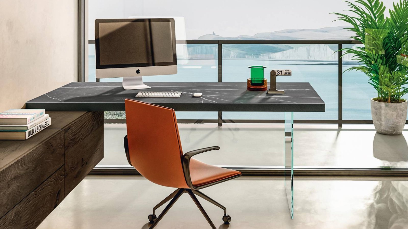 Ben af hærdet glas på Air Desk