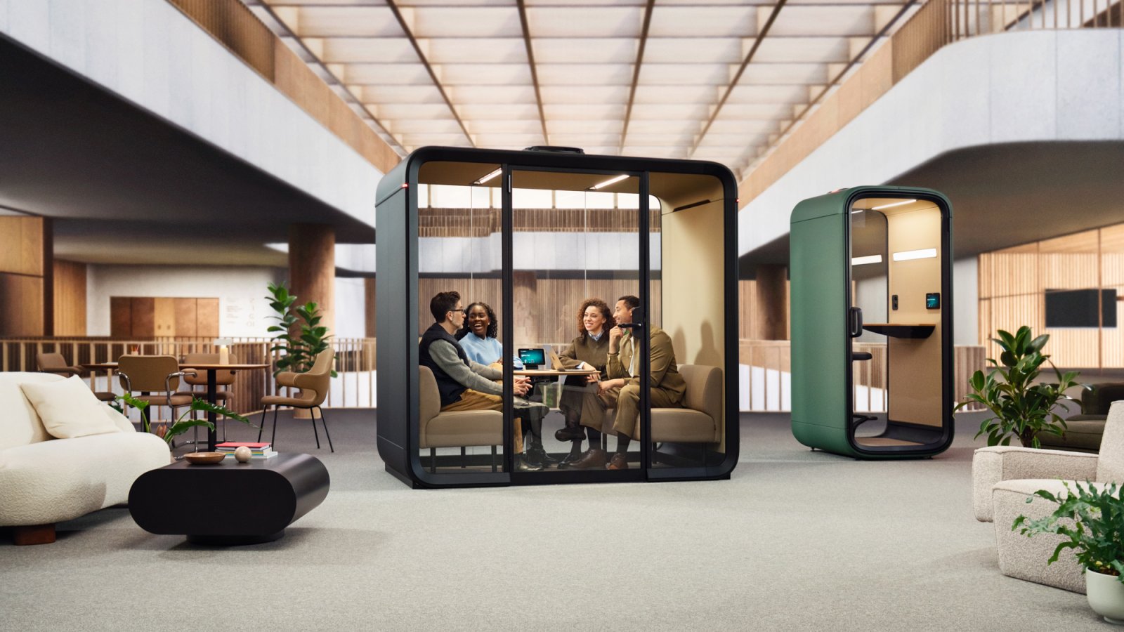 Framery Four mødepod i et dansk kontorlandskab