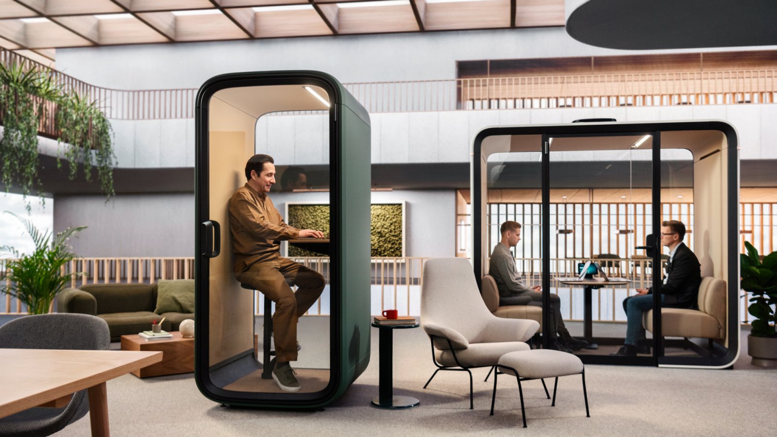 Framery One Compact telefonboks i et dansk kontorlandskab