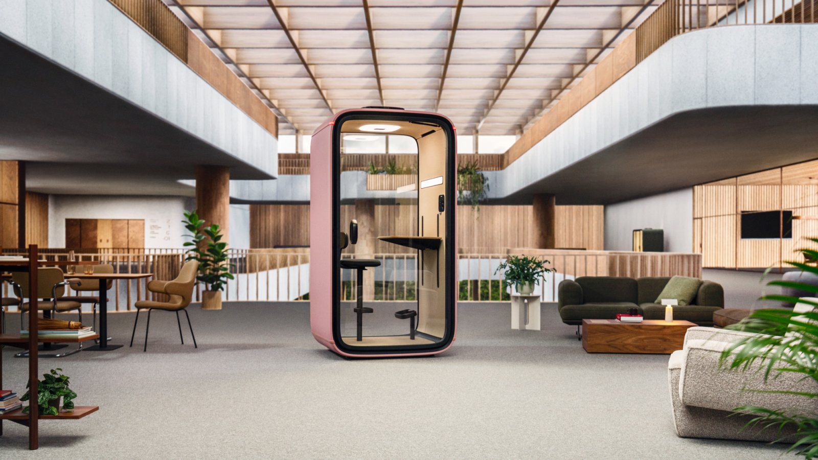 Framery One pod i et dansk kontorlandskab