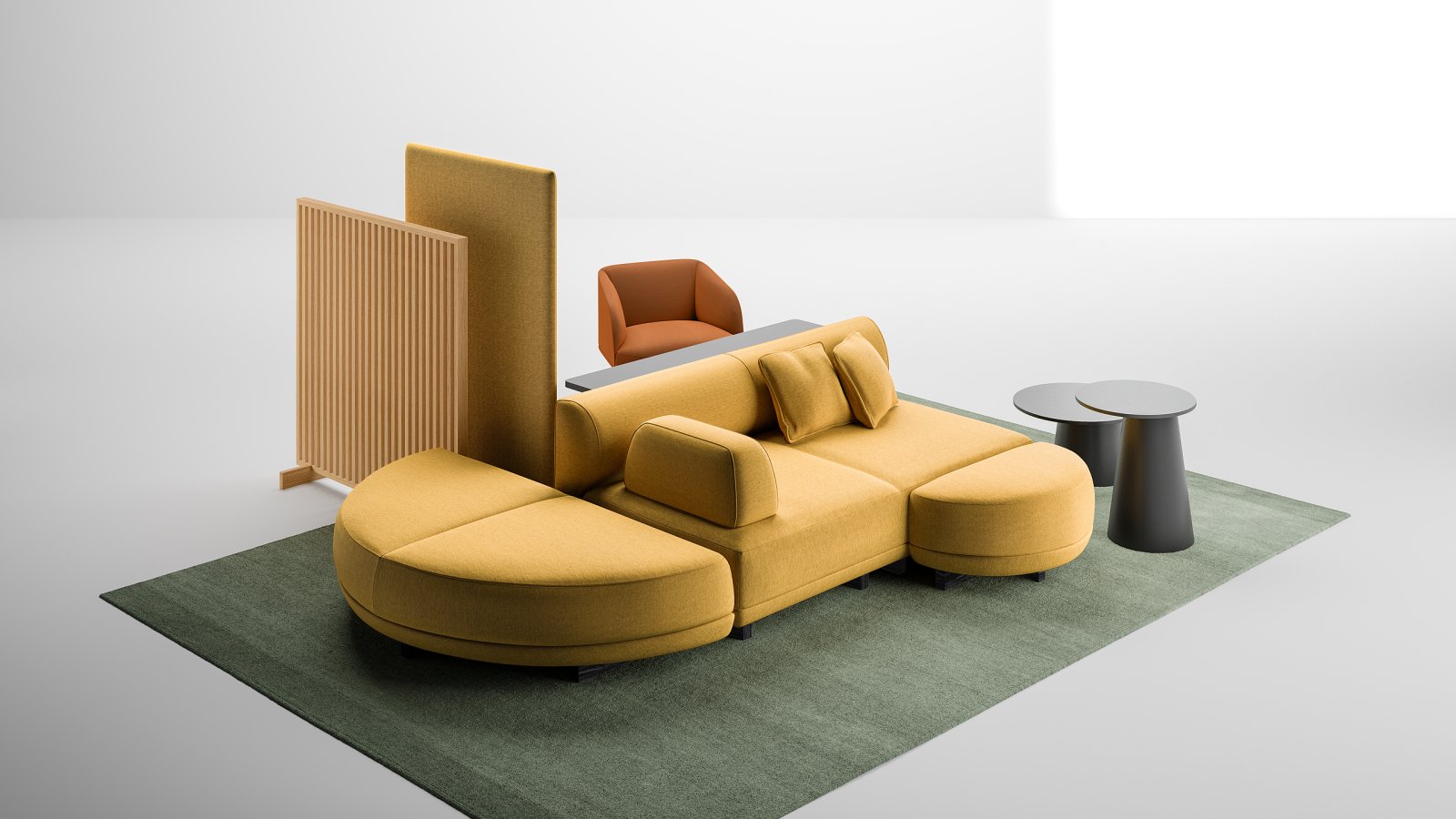Ekstra puder 40 × 40 og 70 × 30 cm på en Node+ sofa fra LaCividina