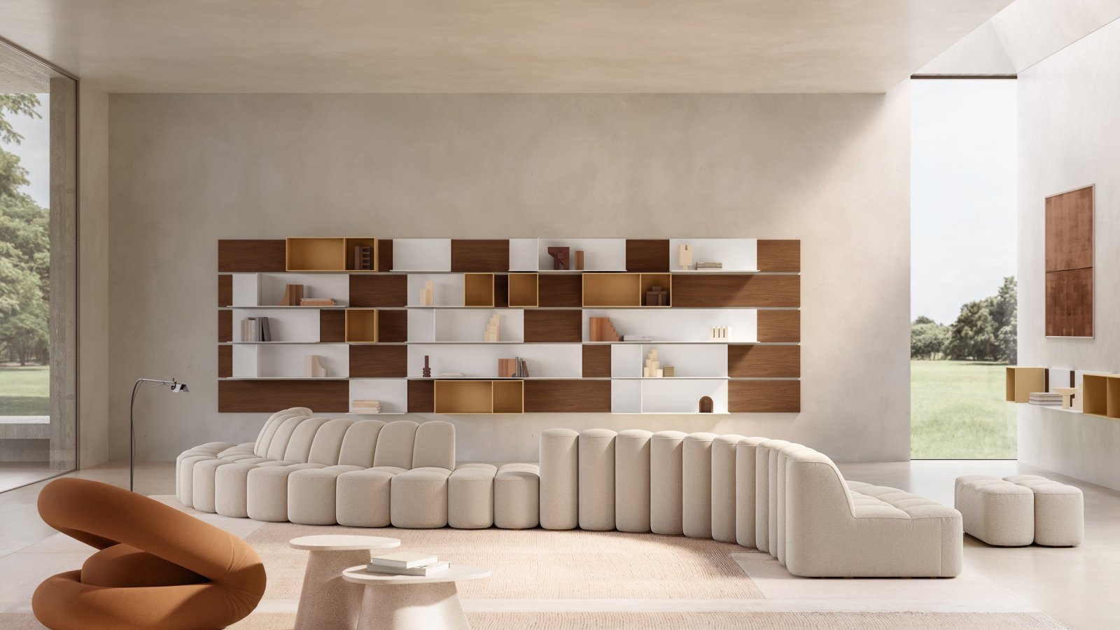 Ventearealsofa Array fra mdf italia i en reception