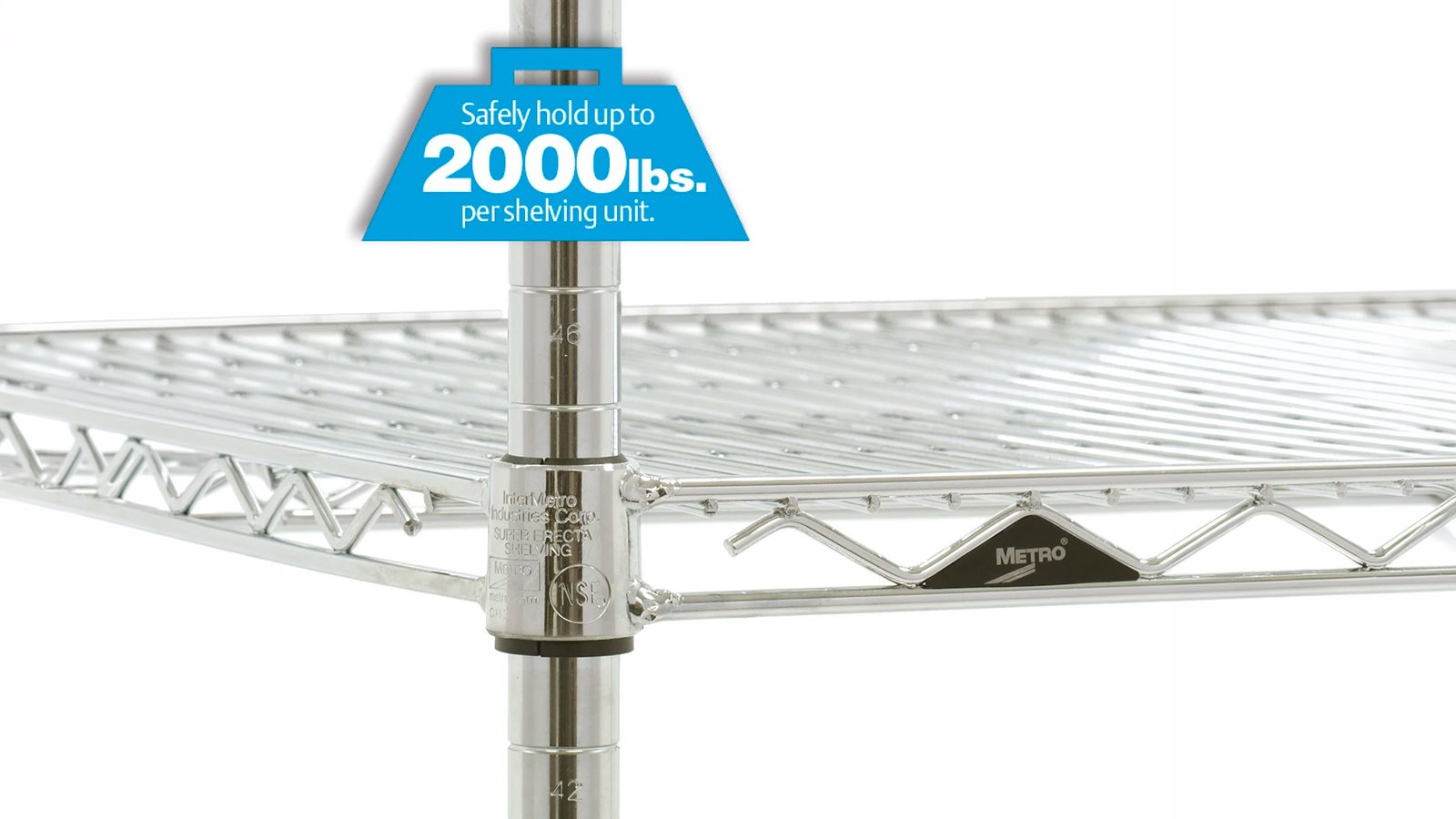 Super Erecta trådreol fra Metro i krom med justerbare hylder