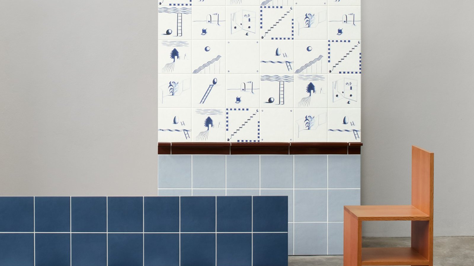 Dintorni porcelænsgulv fra Mutina med farvede geometriske mønstre
