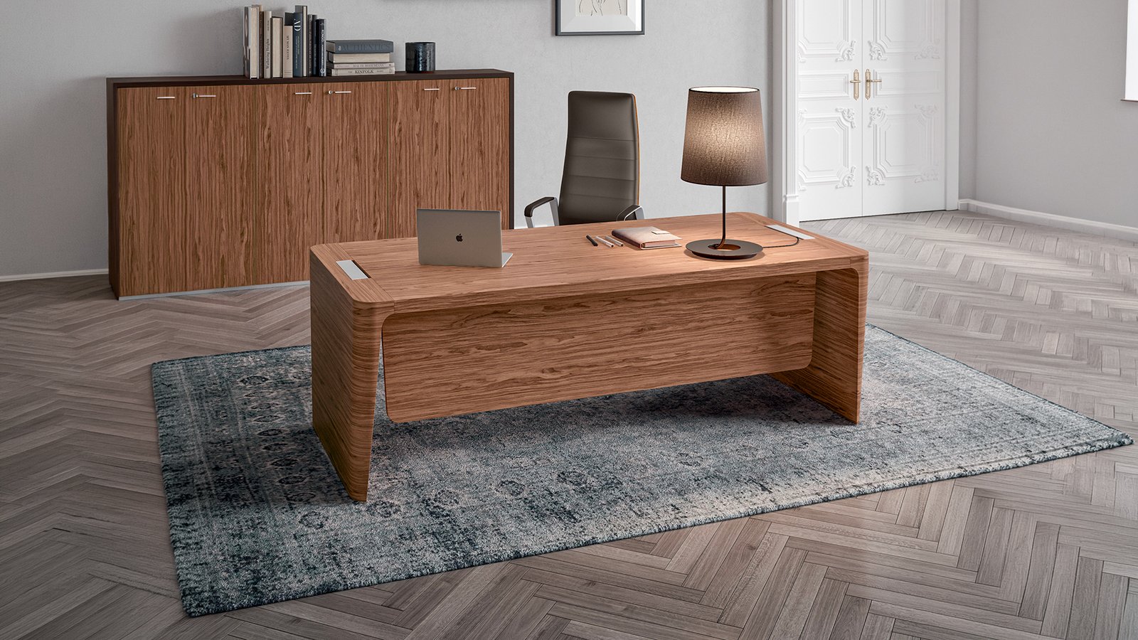 X10 skrivebord fra Quadrifoglio i grå elm