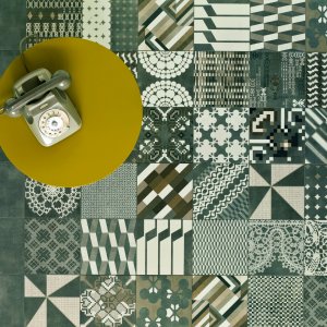 Detalje af Azulej moensteret Trevo fra Mutina