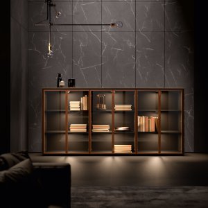 Bold58 Frame vitrine med Laminam Noir Desir laage