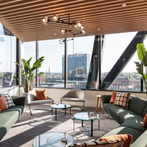 Loop moduler i coated tekstil i en kliniklobby