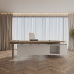 Moderne direktørskrivebord Cloud fra Codutti med bordplade i hærdet glas
