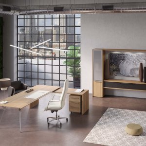 Reol Genesis med klapper i satineret glas og rammer i poleret aluminium