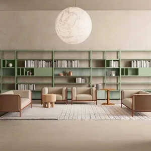 Coworking område med Line System reoler