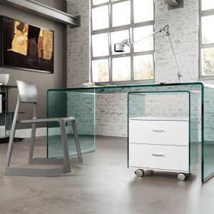 Skrivebord Rialto fra FIAM Italia i buet glas