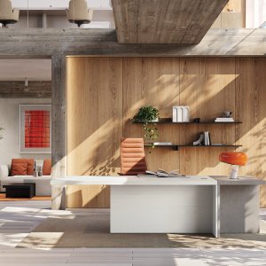 Mux70 skrivebord fra Frezza i sort ask med konsol i fenix