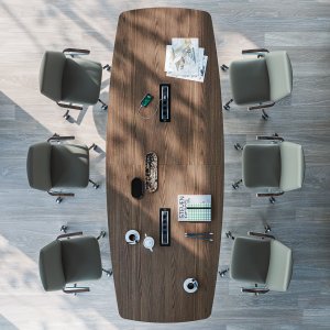 Chefskrivebord Spike i zebra brun marmorlook