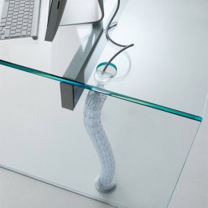 Air Desk med lamineret krystalplade i læderlook