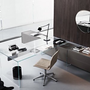 Designskrivebord Air Desk fra Gallotti & Radice i transparent krystal