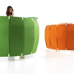 Receptionsskranke Funny Sat fra IVM med orange stofpanel