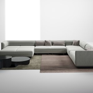 Lavt sidebord Ø 60 cm foran en gruppe Node+ fra LaCividina