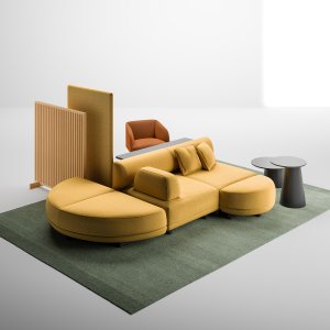 Ekstra puder 40 × 40 og 70 × 30 cm på en Node+ sofa fra LaCividina