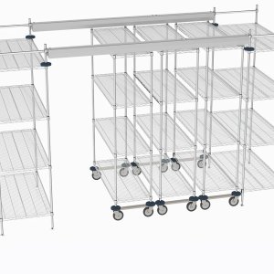 Super Erecta reol fra Metro i Metroseal-overflade i et arbejdsrum
