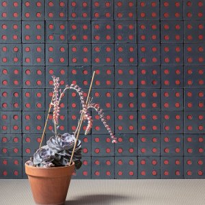 Bloc Blue Glossy væg med røde Tube-indsatser