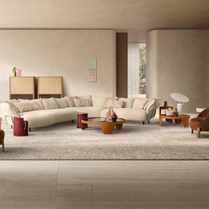 Kontrastpiping langs profilen på sofaen Nuvola