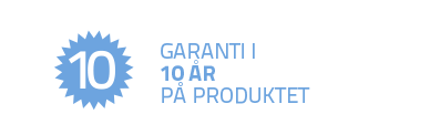 garanti i 10 år på produktet